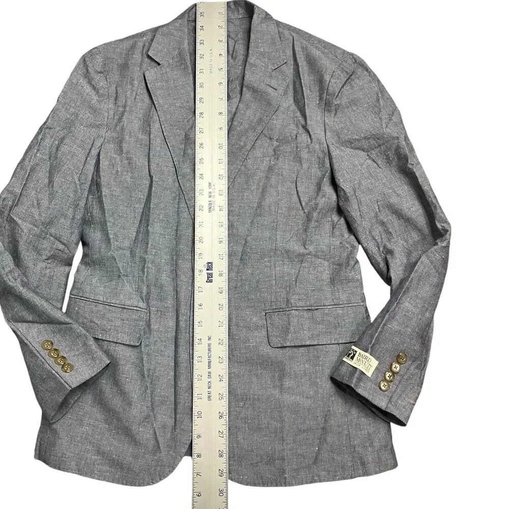 J Crew Blazer Mens 36S Gray Linen Blend Ludlow Unstructured‎ Baird McNutt AU428